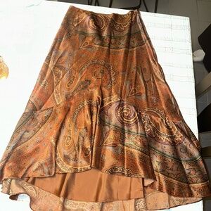 Vintage Lauren Ralph Lauren Silk Paisley Midi Tulip Flared Skirt ~ Size 6